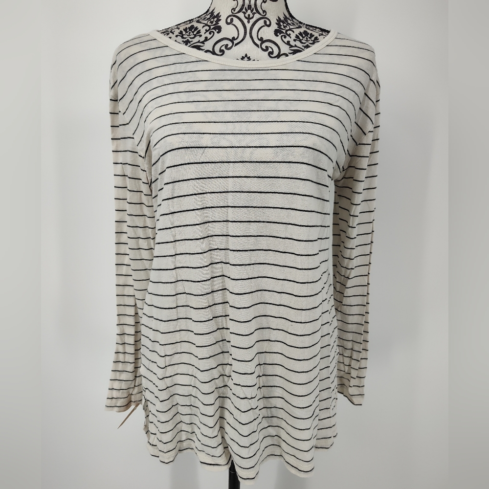 BP Black and White Striped Long Sleeve Top Women's Size Small